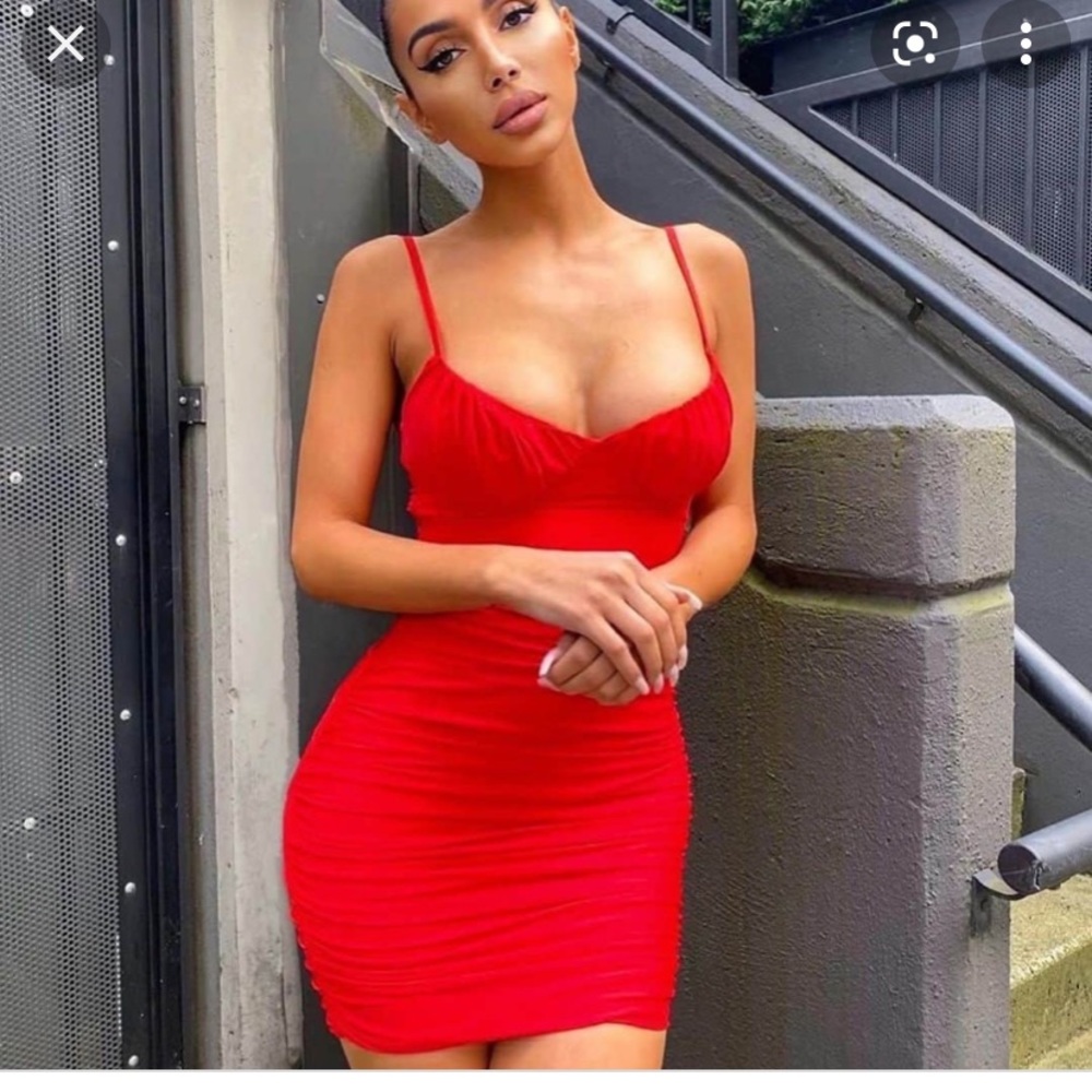 red tiger mist bodycon dress